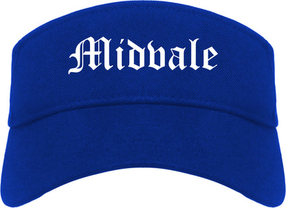 Midvale Utah UT Old English Mens Visor Cap Hat Royal Blue