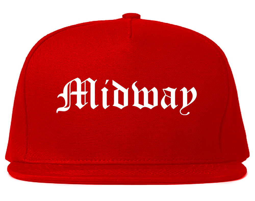 Midway North Carolina NC Old English Mens Snapback Hat Red