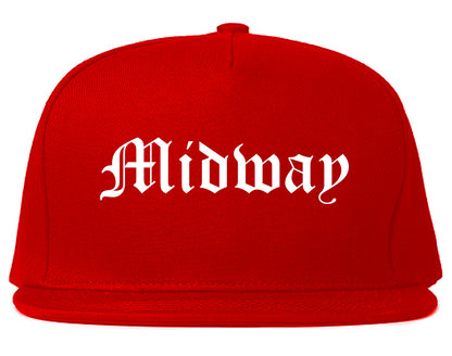 Midway North Carolina NC Old English Mens Snapback Hat Red