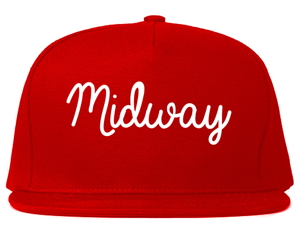 Midway North Carolina NC Script Mens Snapback Hat Red