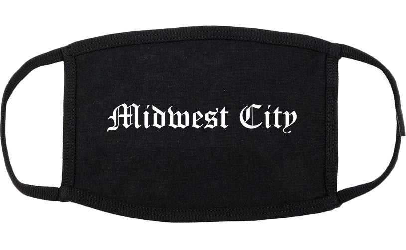 Midwest City Oklahoma OK Old English Cotton Face Mask Black