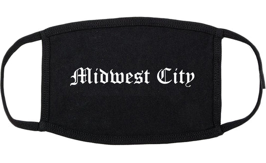 Midwest City Oklahoma OK Old English Cotton Face Mask Black