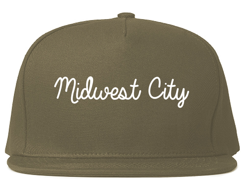 Midwest City Oklahoma OK Script Mens Snapback Hat Grey