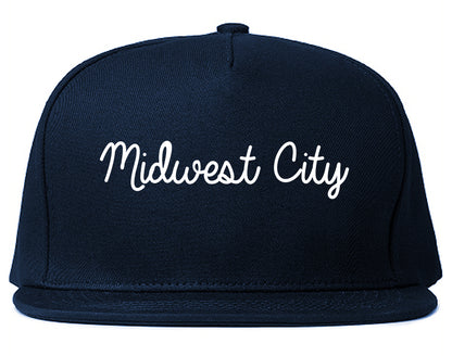 Midwest City Oklahoma OK Script Mens Snapback Hat Navy Blue