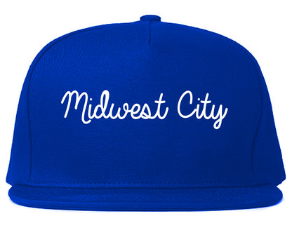 Midwest City Oklahoma OK Script Mens Snapback Hat Royal Blue