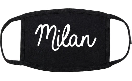 Milan Illinois IL Script Cotton Face Mask Black