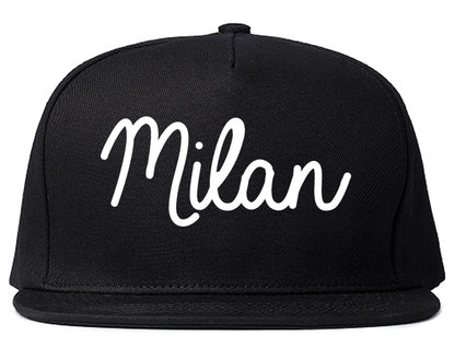 Milan Illinois IL Script Mens Snapback Hat Black