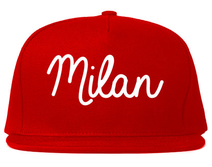 Milan Illinois IL Script Mens Snapback Hat Red