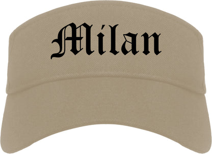 Milan Illinois IL Old English Mens Visor Cap Hat Khaki