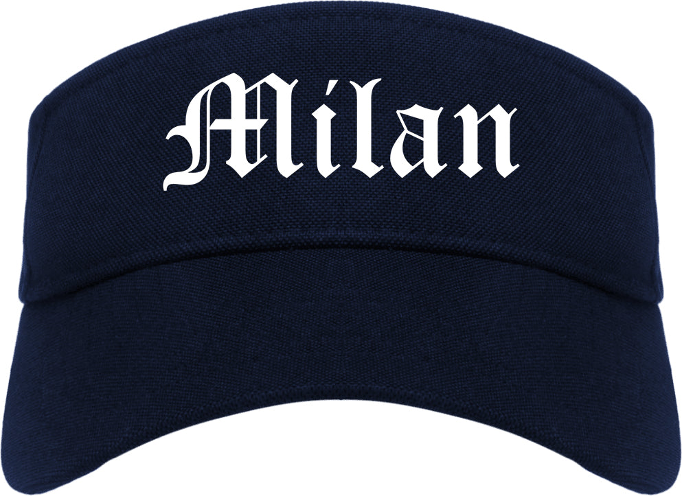 Milan Illinois IL Old English Mens Visor Cap Hat Navy Blue
