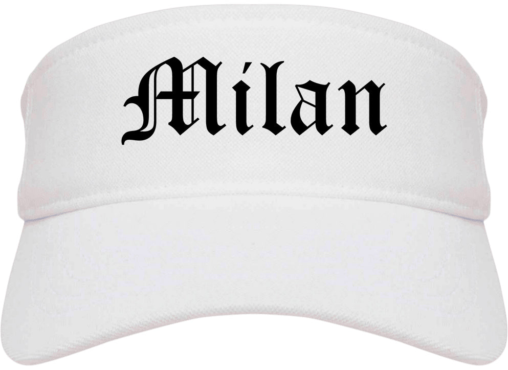 Milan Illinois IL Old English Mens Visor Cap Hat White