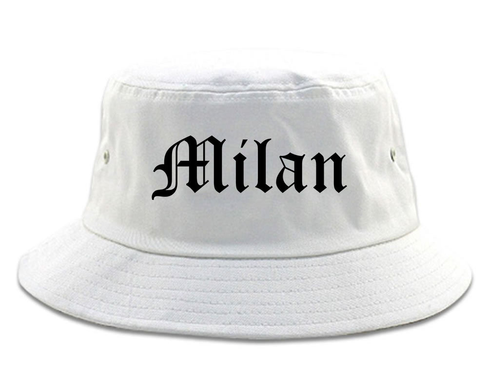Milan Illinois IL Old English Mens Bucket Hat White