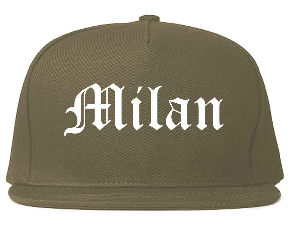 Milan Michigan MI Old English Mens Snapback Hat Grey