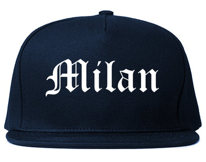 Milan Michigan MI Old English Mens Snapback Hat Navy Blue