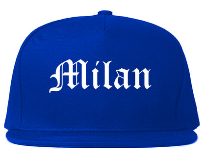 Milan Michigan MI Old English Mens Snapback Hat Royal Blue