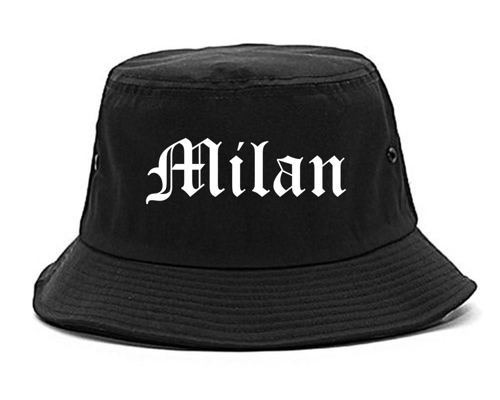 Milan Michigan MI Old English Mens Bucket Hat Black