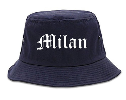 Milan Michigan MI Old English Mens Bucket Hat Navy Blue