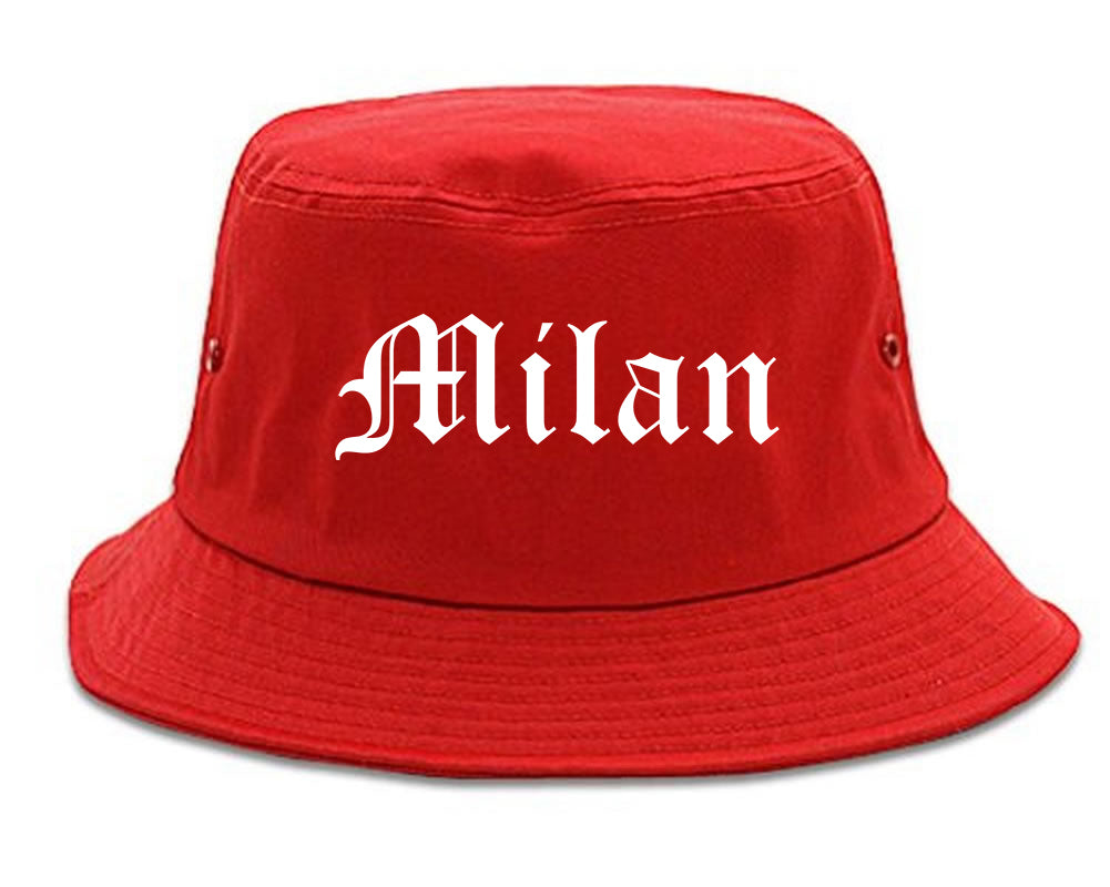 Milan Michigan MI Old English Mens Bucket Hat Red