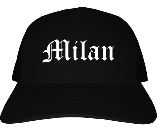 Milan Michigan MI Old English Mens Trucker Hat Cap Black