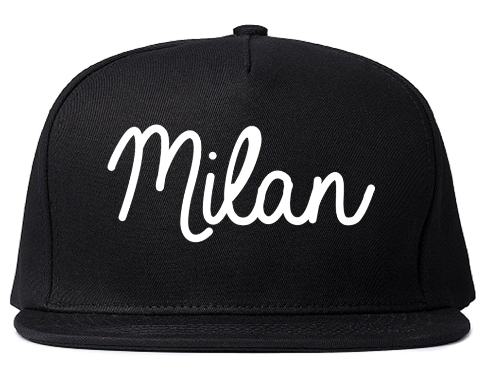 Milan Michigan MI Script Mens Snapback Hat Black