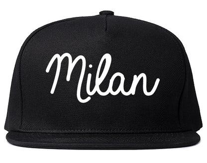 Milan Michigan MI Script Mens Snapback Hat Black