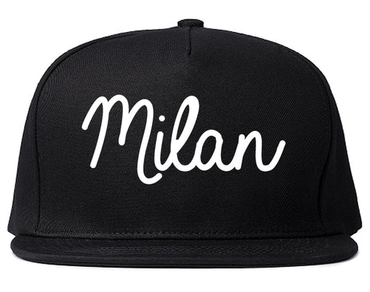 Milan Michigan MI Script Mens Snapback Hat Black