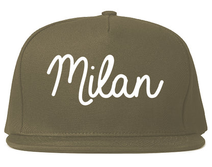 Milan Michigan MI Script Mens Snapback Hat Grey