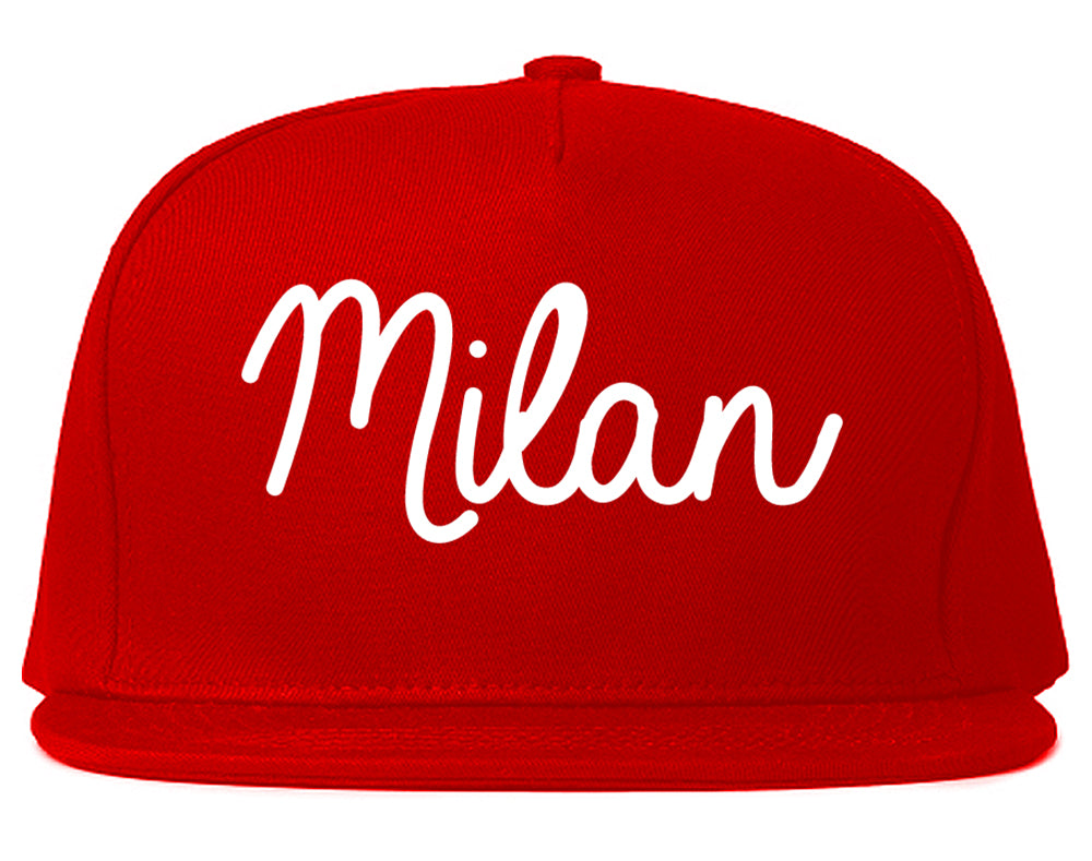 Milan Michigan MI Script Mens Snapback Hat Red