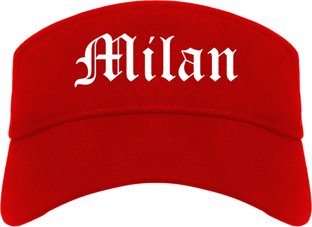 Milan Michigan MI Old English Mens Visor Cap Hat Red
