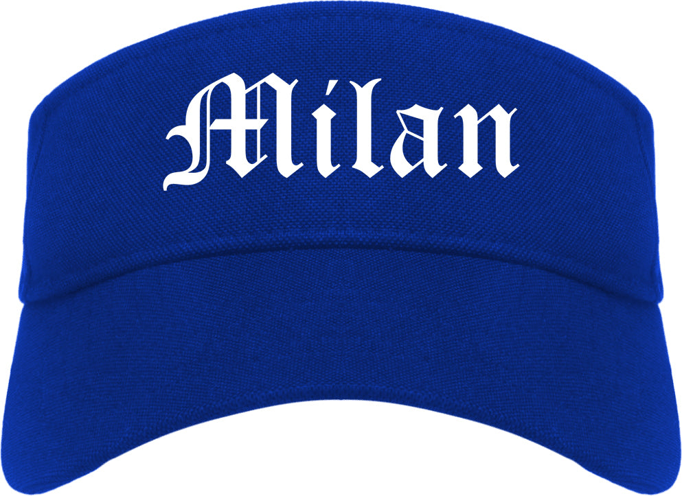 Milan Michigan MI Old English Mens Visor Cap Hat Royal Blue