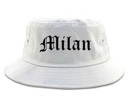 Milan Michigan MI Old English Mens Bucket Hat White