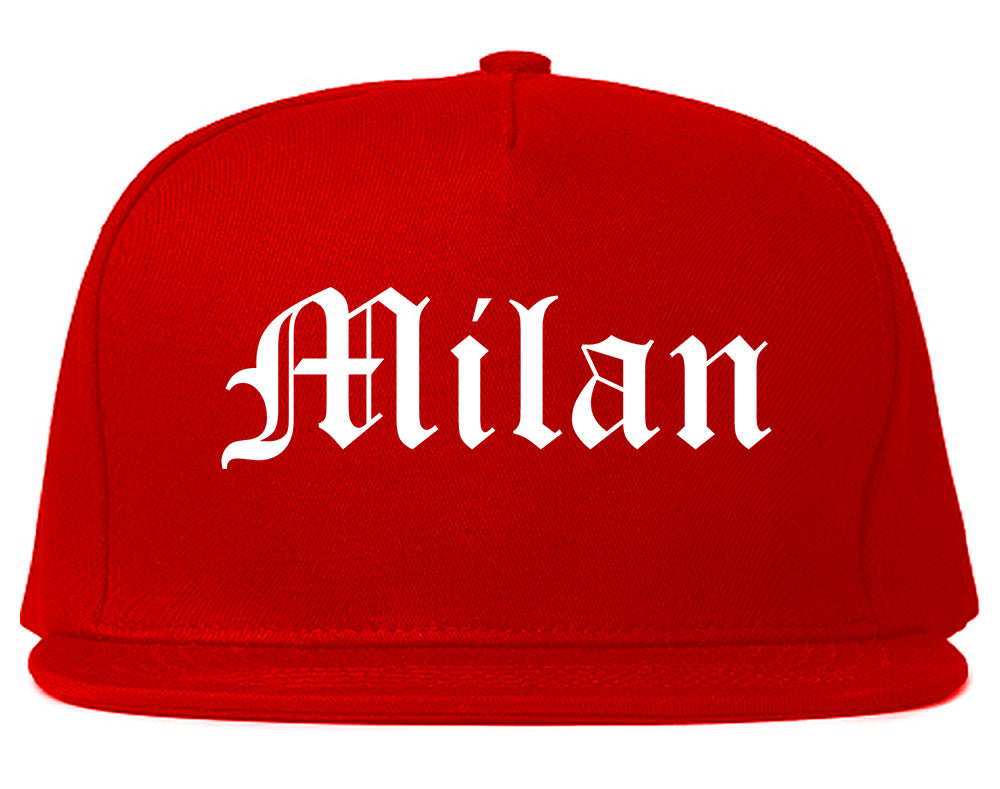 Milan Tennessee TN Old English Mens Snapback Hat Red