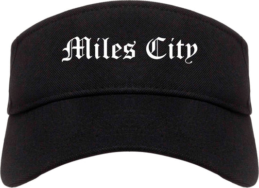 Miles City Montana MT Old English Mens Visor Cap Hat Black