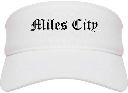 Miles City Montana MT Old English Mens Visor Cap Hat White