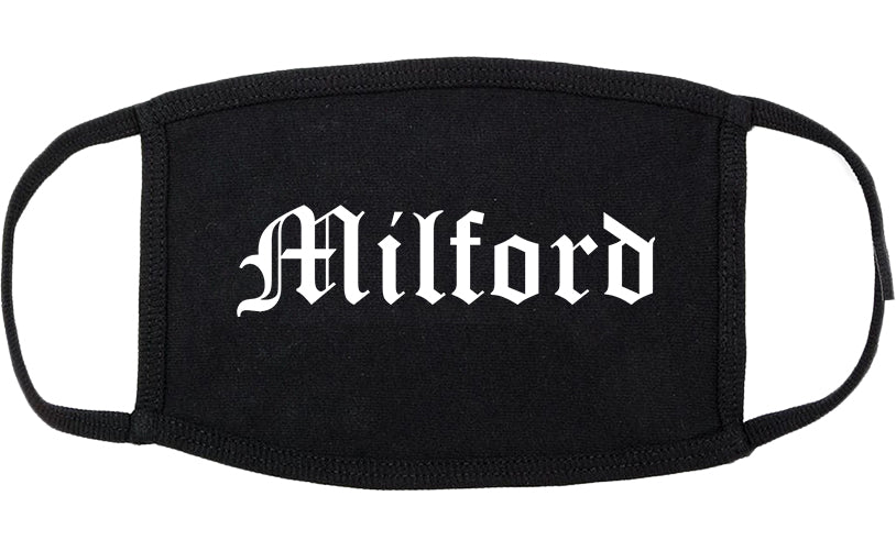 Milford Connecticut CT Old English Cotton Face Mask Black