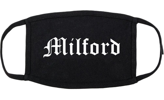 Milford Connecticut CT Old English Cotton Face Mask Black