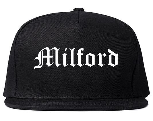 Milford Connecticut CT Old English Mens Snapback Hat Black
