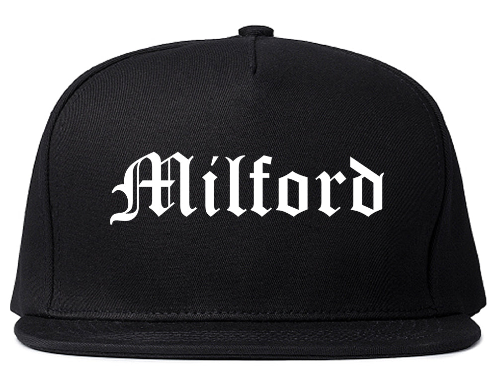 Milford Delaware DE Old English Mens Snapback Hat Black