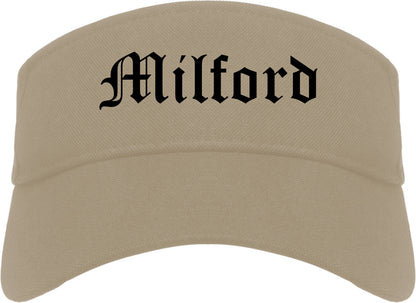 Milford Delaware DE Old English Mens Visor Cap Hat Khaki