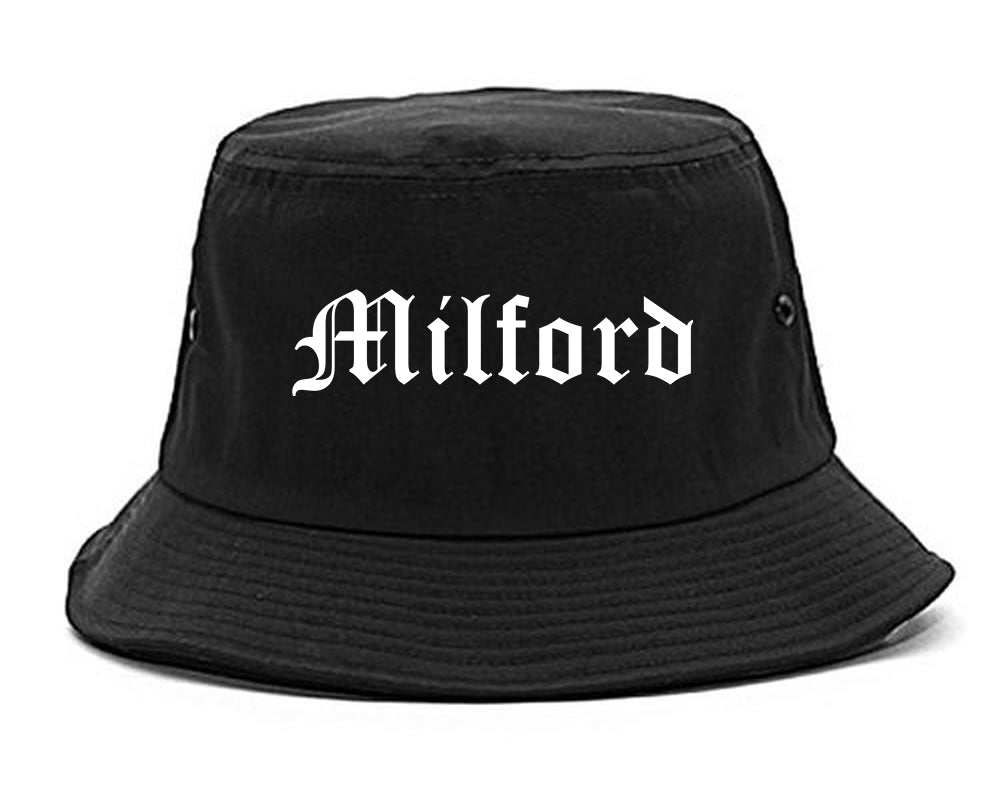 Milford Michigan MI Old English Mens Bucket Hat Black