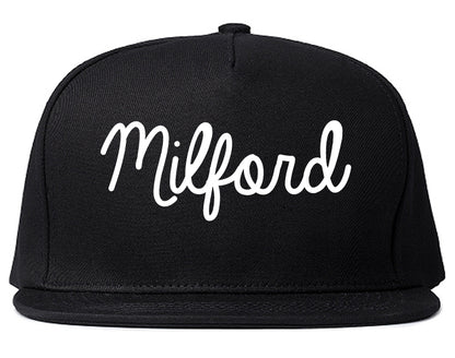 Milford Michigan MI Script Mens Snapback Hat Black