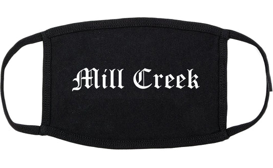 Mill Creek Washington WA Old English Cotton Face Mask Black