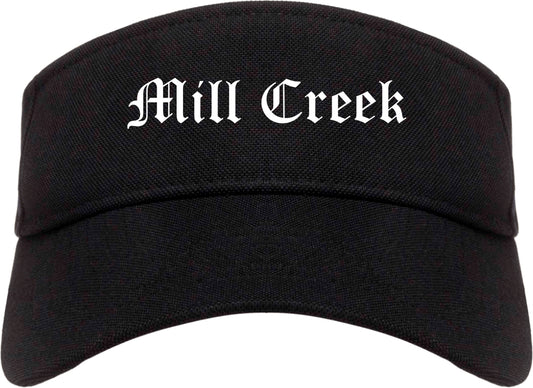 Mill Creek Washington WA Old English Mens Visor Cap Hat Black