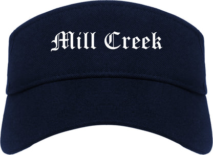 Mill Creek Washington WA Old English Mens Visor Cap Hat Navy Blue