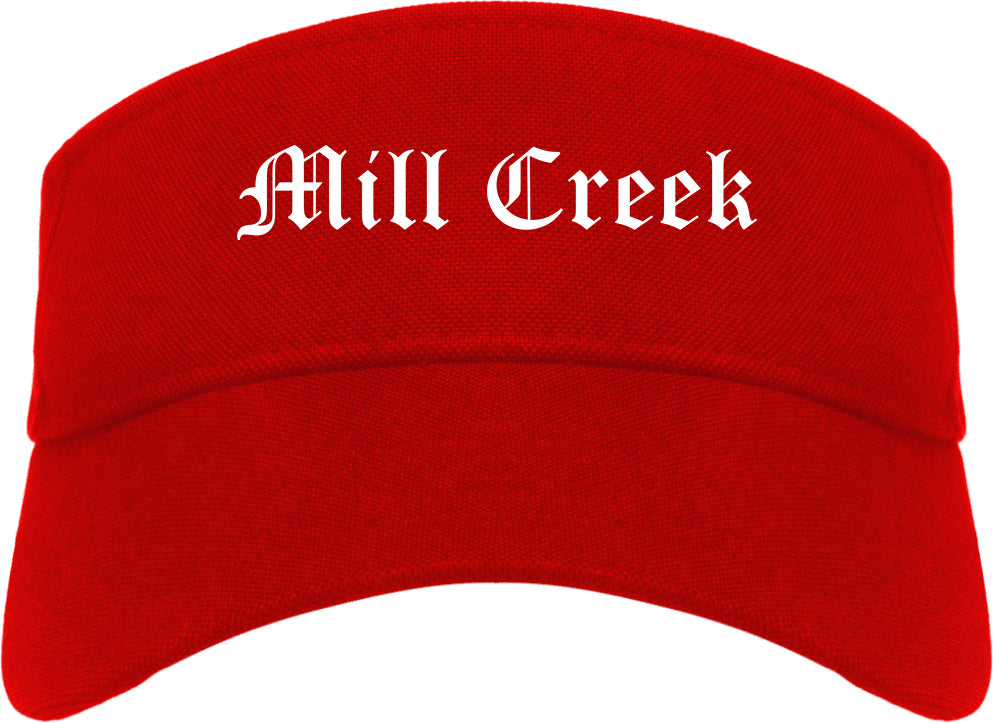 Mill Creek Washington WA Old English Mens Visor Cap Hat Red