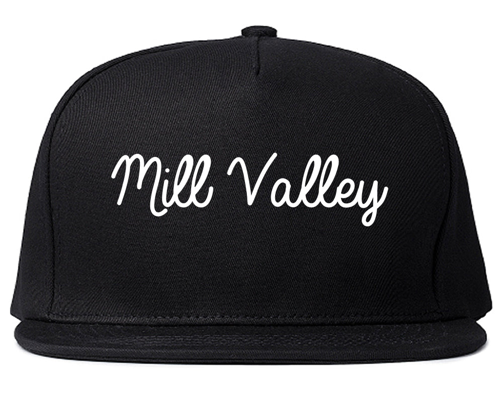 Mill Valley California CA Script Mens Snapback Hat Black