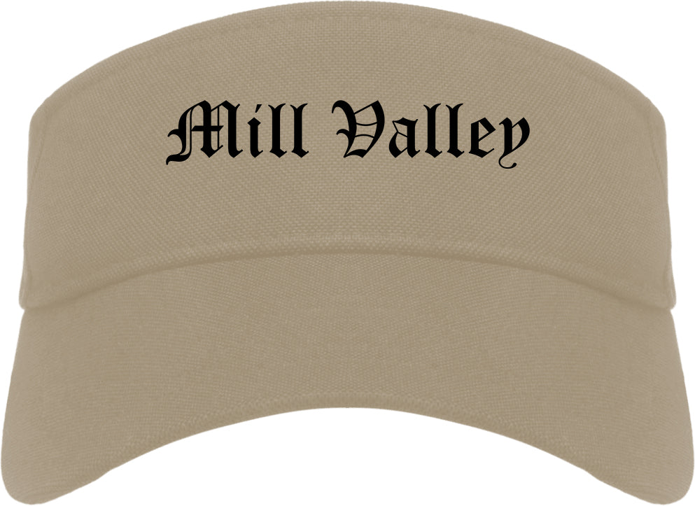 Mill Valley California CA Old English Mens Visor Cap Hat Khaki