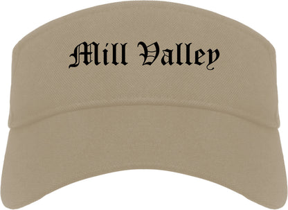 Mill Valley California CA Old English Mens Visor Cap Hat Khaki