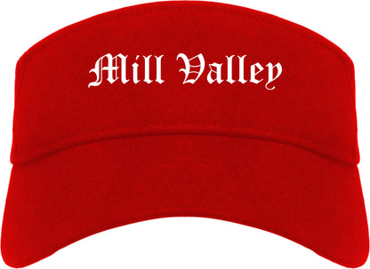 Mill Valley California CA Old English Mens Visor Cap Hat Red