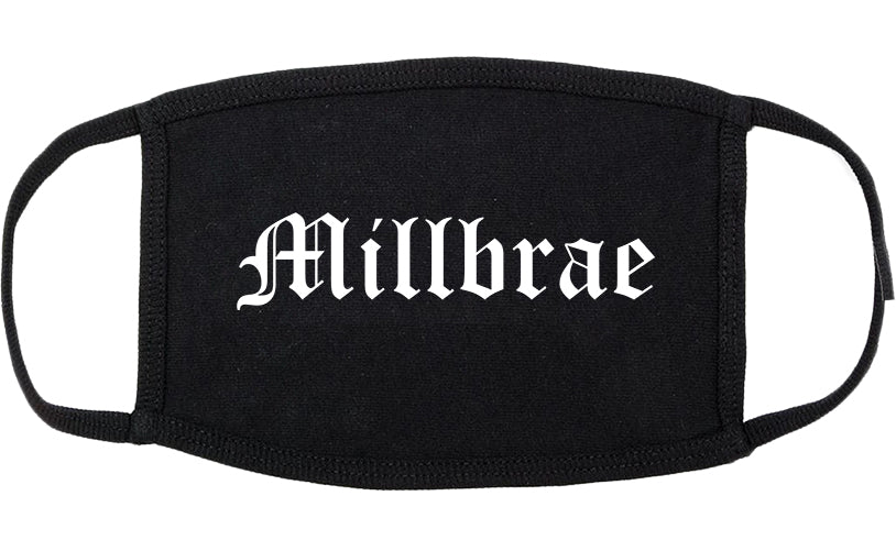 Millbrae California CA Old English Cotton Face Mask Black